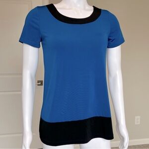 Blue and Black Colorblock Short Sleeve Tee